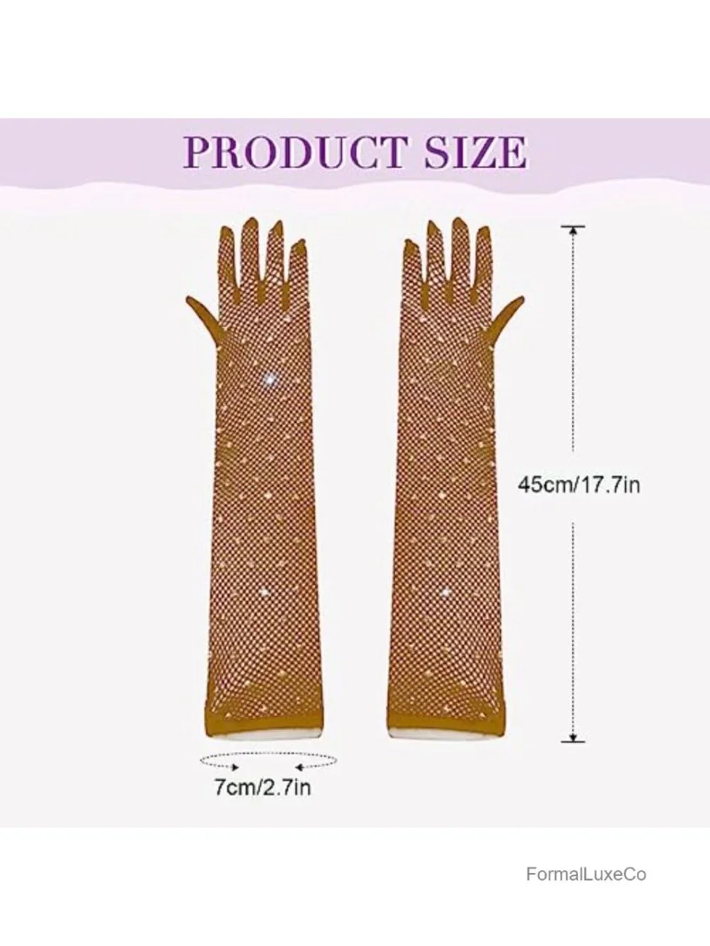 Mesh Rhinestone Long Gloves Sparkly Costume Gloves